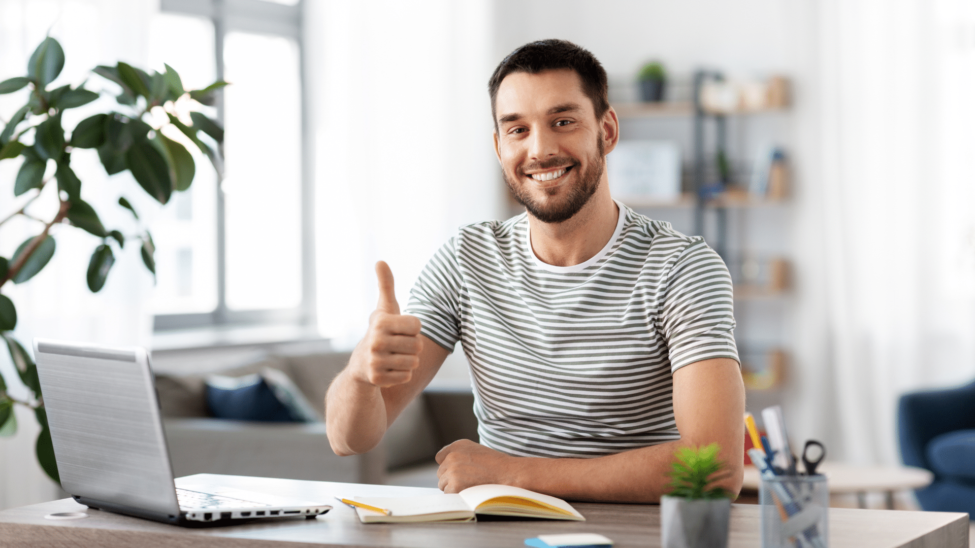 An image of a freelancer working from his home office in London Ontario Canada